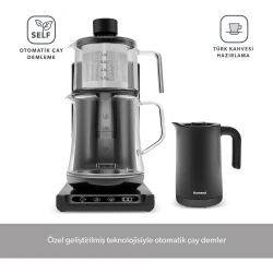 Homend Smart Royaltea Plus 2 in 1 Otomatik Çay ve Türk Kahve Makinesi Siyah