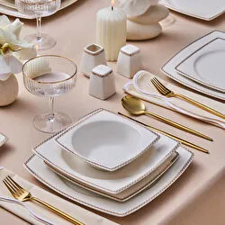 Karaca Square Bone Mindy 53 Parça 12 Kişilik Yemek Takımı Gold 