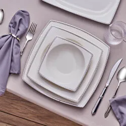 Karaca Square Bone Mindy 53 Parça 12 Kişilik Yemek Takımı Gold 