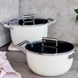 Smeg Cookware Krem Tencere Cam Kapaklı 26 cm