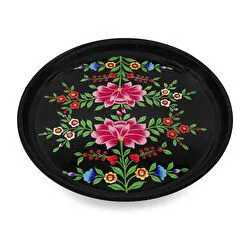3rd Culture Siyah Lotus Yuvarlak Tepsi