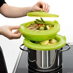 Lekue Silikon Buharli Pisirme Aparati 27,5 cm Açik Yesil