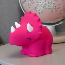 Dhink Triceratops Silikon Gece Lambası 14x12x17 cm Pembe