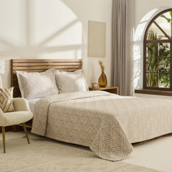 Kaşmir Home Space Çift Kişilik Yatak Örtüsü Takımı Bej