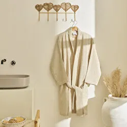 Kaşmir Home İris Waffle Bornoz Bej S-M