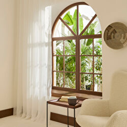 Kaşmir Home Edna Simli Tül Bambu Perde Offwhite 300x270 cm