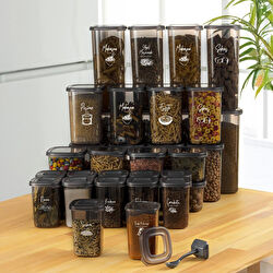 Vienev 36lı Beyaz Serigraflı Etketli Kaşklı Peggy Kare Erzak Bahrt Full Set 8x(1,75, 1,2, 0,55) 12x(0,45) Ant