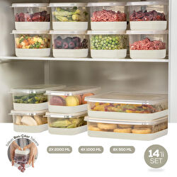 Vienev 14'lü Set Silikon Tabanlı Difriz Saklama Kabı - Derin Dondurucu Gri