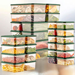 Vienev 30lu Buzdolabı Düzenleyici Organizer Mikrodalgaya Uygun Difriz Saklama Kabı Yeşil