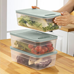 Vienev 3'lü Ayarlı Sebze Ve Meyve Saklama Kabı Mint 3,8 Litre | Karaca