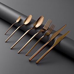 Jumbo 5100 Quartz Titanyum Gold 12 Kişilik 84 Parça Çatal Kaşık Bıçak Takımı