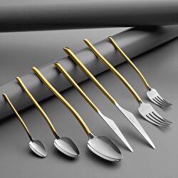 Jumbo 5500 Titanyum Bronz 12 Kişilik 84 Parça Çatal Kaşık Bıçak Seti