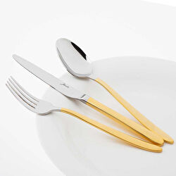 Jumbo 9400 Mat Altın 12 Kişilik 84 Parça Çatal Kaşık Bıçak Takımı