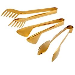 Jumbo Steel Mat Titanyum Gold 3'lü Maşa Seti