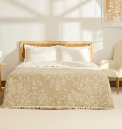 Kaşmir Home Grasy Çift Kişilik Jakar Müslin Pike Bej