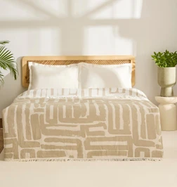Kaşmir Home Mosy Çift Kişilik Jakar Muslin Pike Bej 