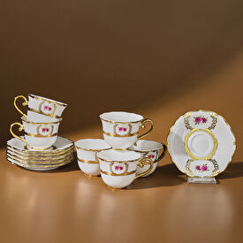 Karaca Royal Bone Elizabeth 6 Kişilik Kahve Fincan Takımı 90 Ml