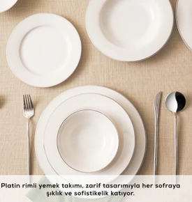 Karaca Elegance Bone Lexi 53 Parça 12 Kişilik Yemek Takımı Platin