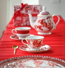 Baci Milano Le Rouge Porselen 2'li Çay Fincanı 9,5 cm x 6,3 cm Kırmızı