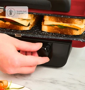 Karaca Crust Grill Toast Izgara ve Tost Makinesi 6 Dilim Kırmızı