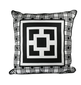 Baci Milano Optical Kadife Yastık 45 cm x 45 cm Siyah Beyaz