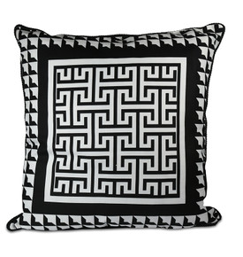 Baci Milano Optical Kadife Yastık 60 cm x 60 cm Siyah-Beyaz