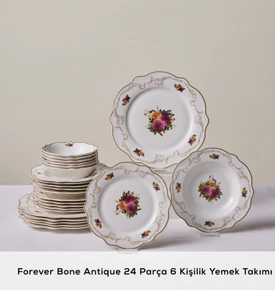 Karaca Forever Bone Antique 24 Parça 6 Kişilik Yemek Takımı