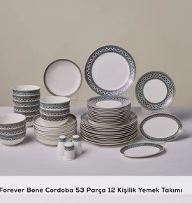 Karaca Forever Bone Cordoba 53 Parça 12 Kişilik Yemek Takımı