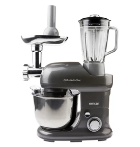 Emsan Bella Gusto Maxi Krem Kıyma Çekme /Sucuk-Sosis/İçli Köfte Aparatlı/Smooth Hazneli Hamur Yoğurma Makinesi 1300W 5L