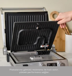 Karaca Compact Steel Pro Sear and Grill Inox 2007 Döküm Izgara ve Tost Makinesi