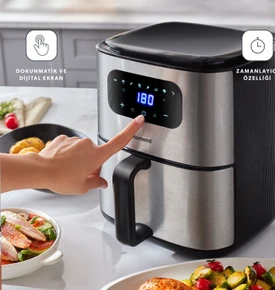 Homend Airfrday 2503H 8 Farklı Program Dokunmatik Ekran 4,2 Litre Smart Airfryer (Wi-Fi ile Kontrol)