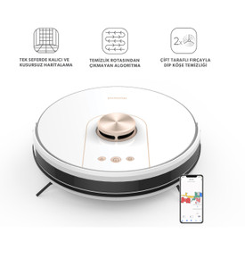 Homend Alex Laser Pro 1286H Moplu ve Haritalamalı Akıllı Robot Süpürge Beyaz Silver