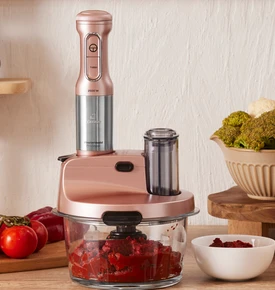 Karaca Mastermaid Prosteel Cam Mutfak Robotu Uzun Blender Ayaklı 6 Bıçaklı 2500 W Rosegold