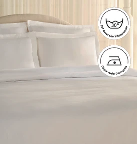 Karaca Home White Collection Ina 80 Tel %100 Pamuk Percale Çift Kişilik Nevresim Takımı Beyaz