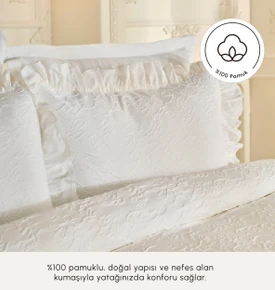 Karaca Home White Collection Tyra %100 Pamuk Çift Kişilik Yatak Örtüsü Beyaz