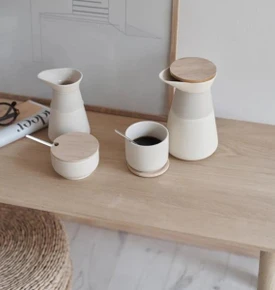 Stelton Theo Mug ve Bardak Altlığı Bej 200 ml