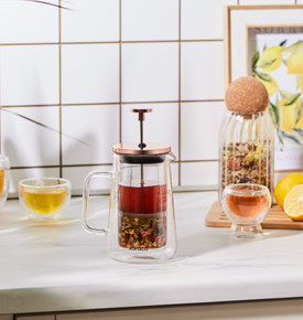 Karaca Pia Konik Çift Cidarlı Borosilikat Cam French Press 350 ml Metalik