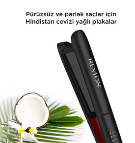 Revlon RVST2211PE Hindistan Cevizi Yağlı 25 MM Saç Düzleştirici Siyah