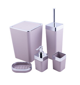 Karaca Home Siyah/Gümüş 5 Parça Kare Banyo Seti 