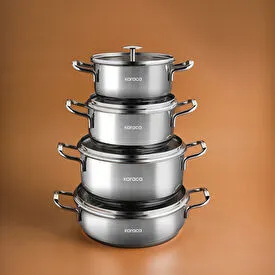 Karaca Alaz İndüksiyon Tabanlı 8 Parça Çelik Tencere Seti Cookplus