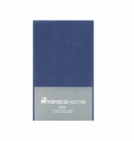 Karaca Home Motto Penye Tek Kişilik Fitted Çarşaf 100x200+30 cm İndigo