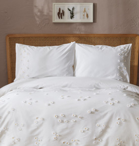 Karaca Home Lily %100 Pamuk Çift Kişilik Nakışlı Nevresim Takımı Yeşil