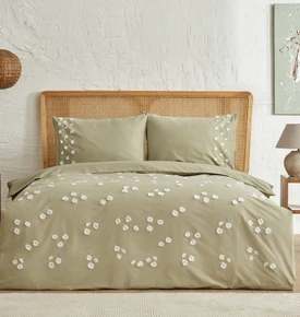 Karaca Home Lily %100 Pamuk Tek Kişilik Nakışlı Nevresim Takımı Beyaz