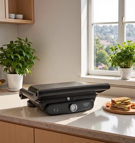 Karaca Gastro Grill Glass Premium 2400W Döküm Tost ve Izgara Makinesi Blue Mist 6 Dilim Kapasiteli