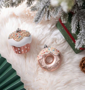 Karaca Home New Year Yılbaşı Donut Cupcake 2 Parça Ağaç Süsü Seti