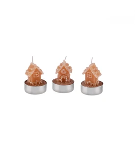 Karaca Home New Year Yılbaşı Ginger House 3'lü Tealight Mum 18x5x6 Cm