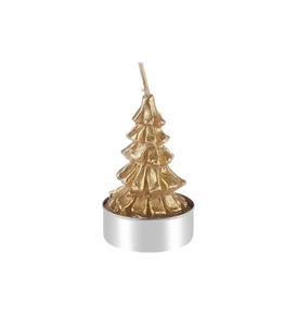 Karaca Home New Year Yılbaşı Gold Tree 3'lü Tealight Mum 3,8x3,8x7 Cm