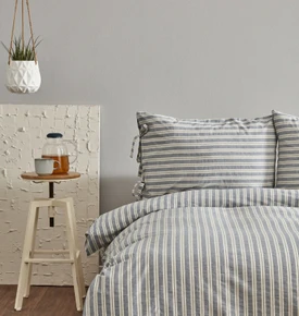 Karaca Home Denim Striped Çift Kişilik Nevresim Seti