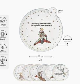 Karaca Küçük Prens Yeni 6 Parça Seramik Pasta Seti 20 Cm