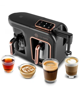 Karaca Hatır Plus Barista Steel 6 in 1 Konuşan Közde Türk Kahve Makinesi Black Copper